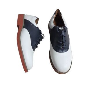 School Issue Saddle Shoes Navy and White 3